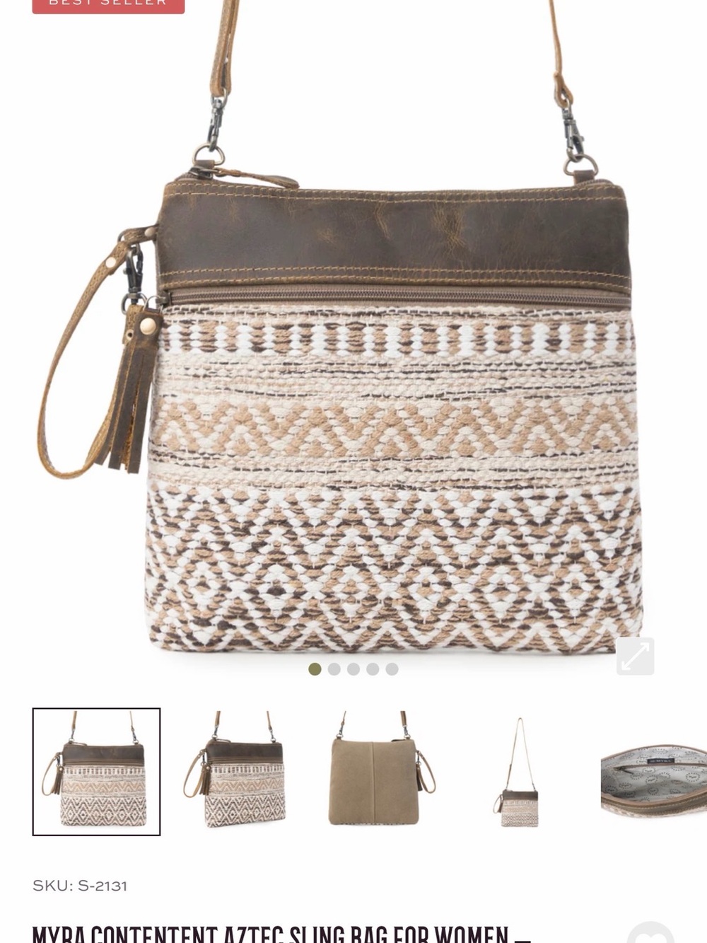 Aztec Pattern Brown & Cream Crossbody Sling Bag for Women